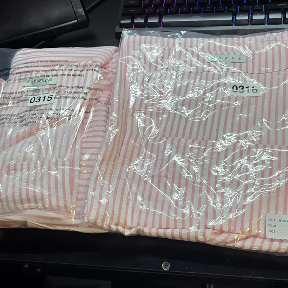 HYFVE SET Pink Striped Seersucker New In Poly Bag Small/Medium/Large Available - Picture 9 of 15